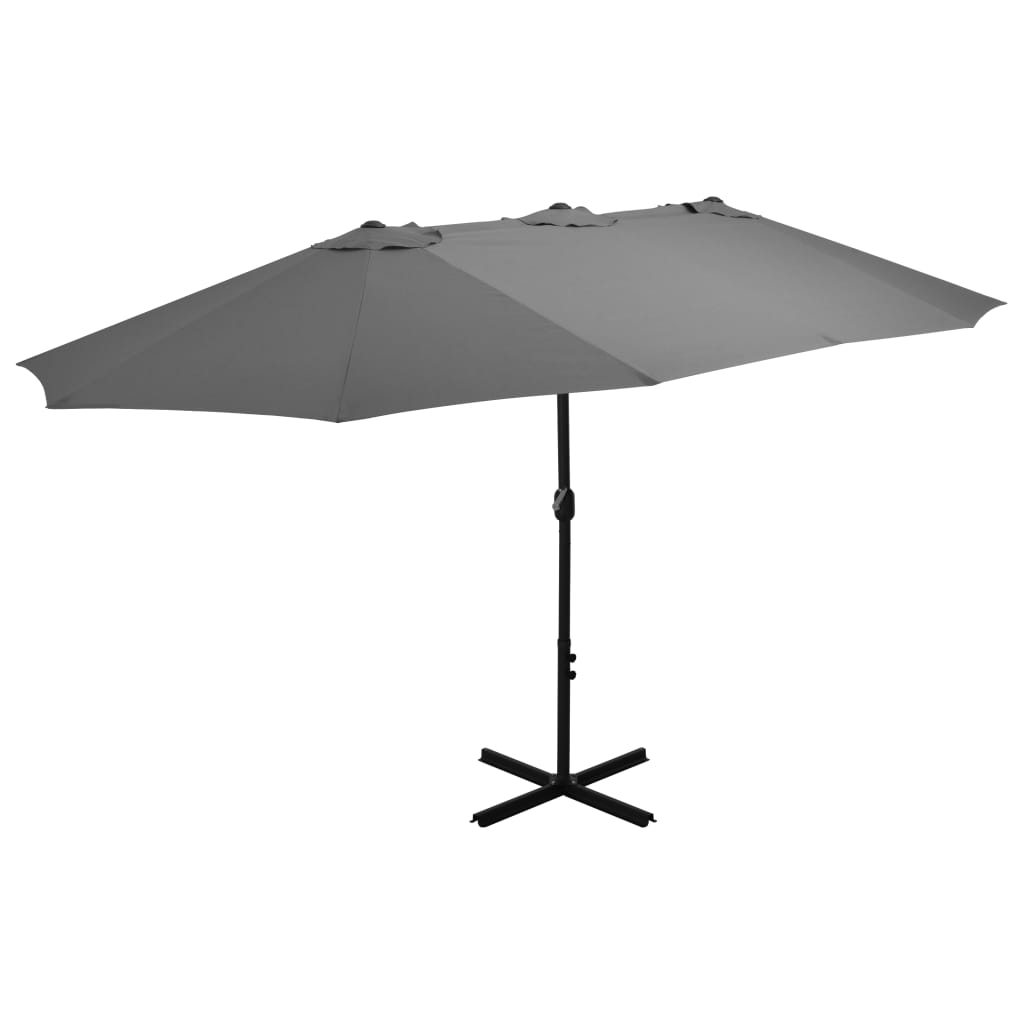 vidaXL Guarda-sol de exterior c/ mastro alumínio 460x270 cm antracite