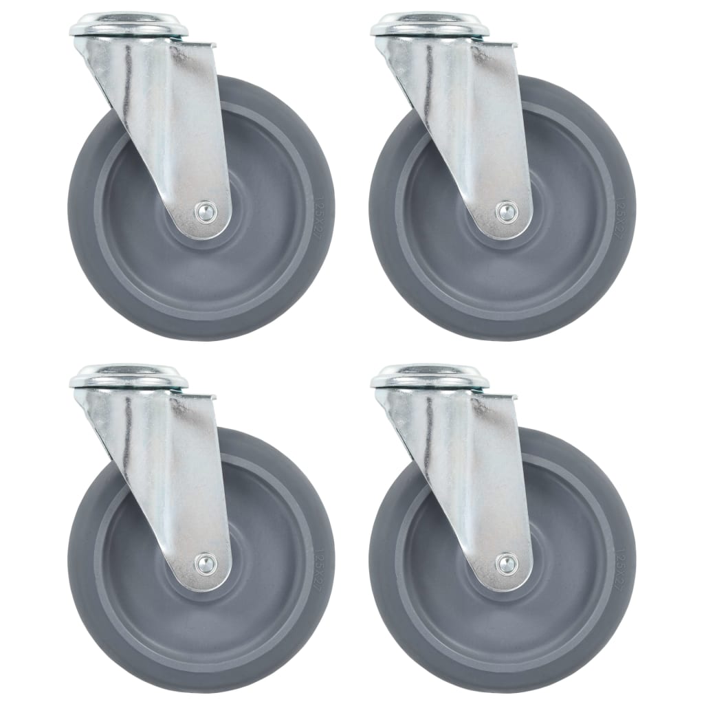 vidaXL Rodas giratórias com furo 4 pcs 125 mm