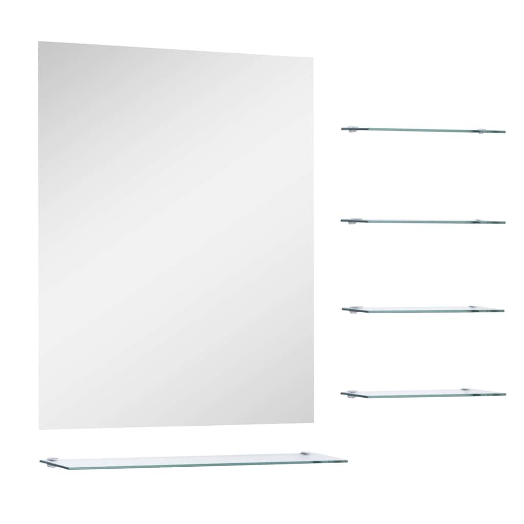 vidaXL Espelho de parede com 5 prateleiras 50x60 cm prateado