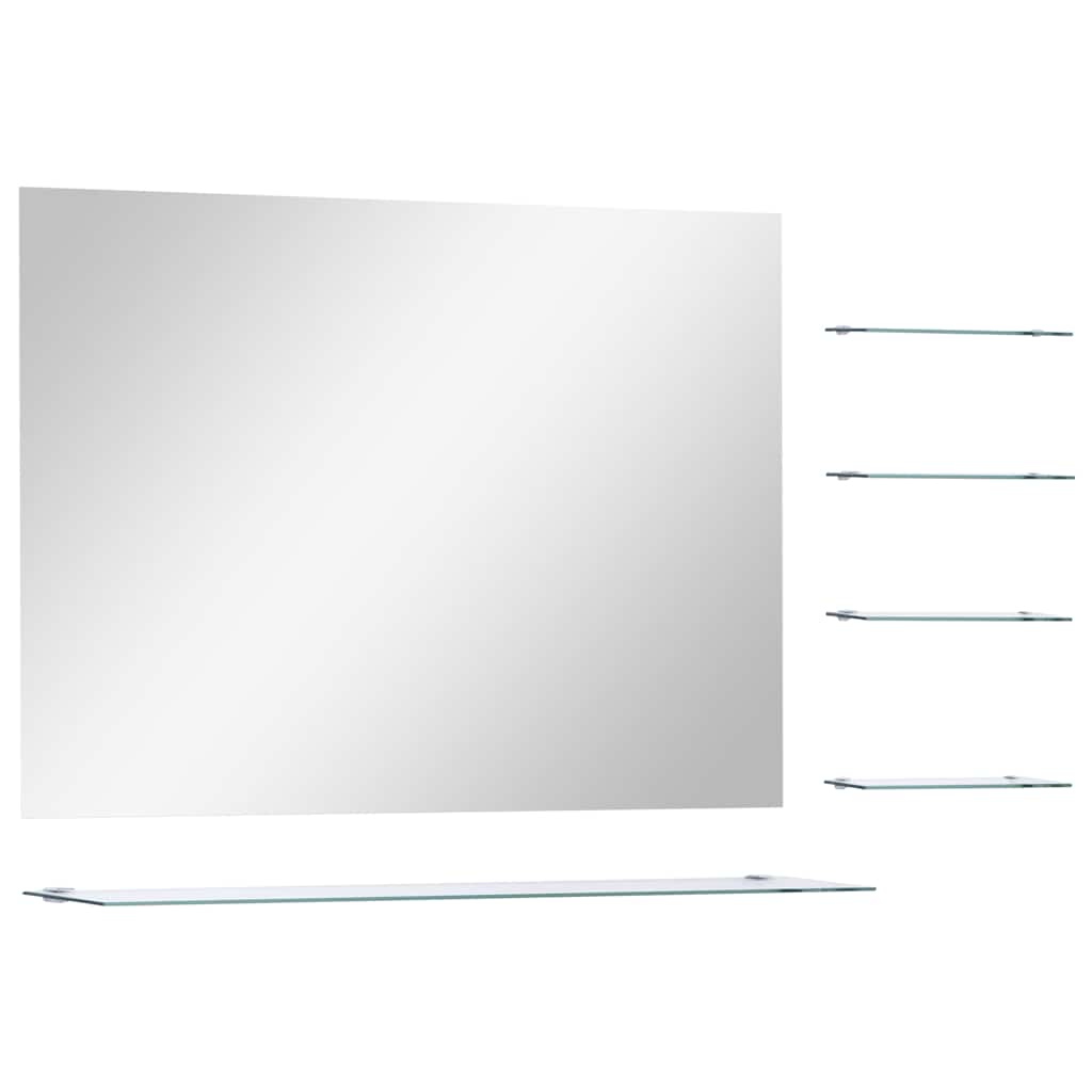 vidaXL Espelho de parede com 5 prateleiras 80x60 cm prateado