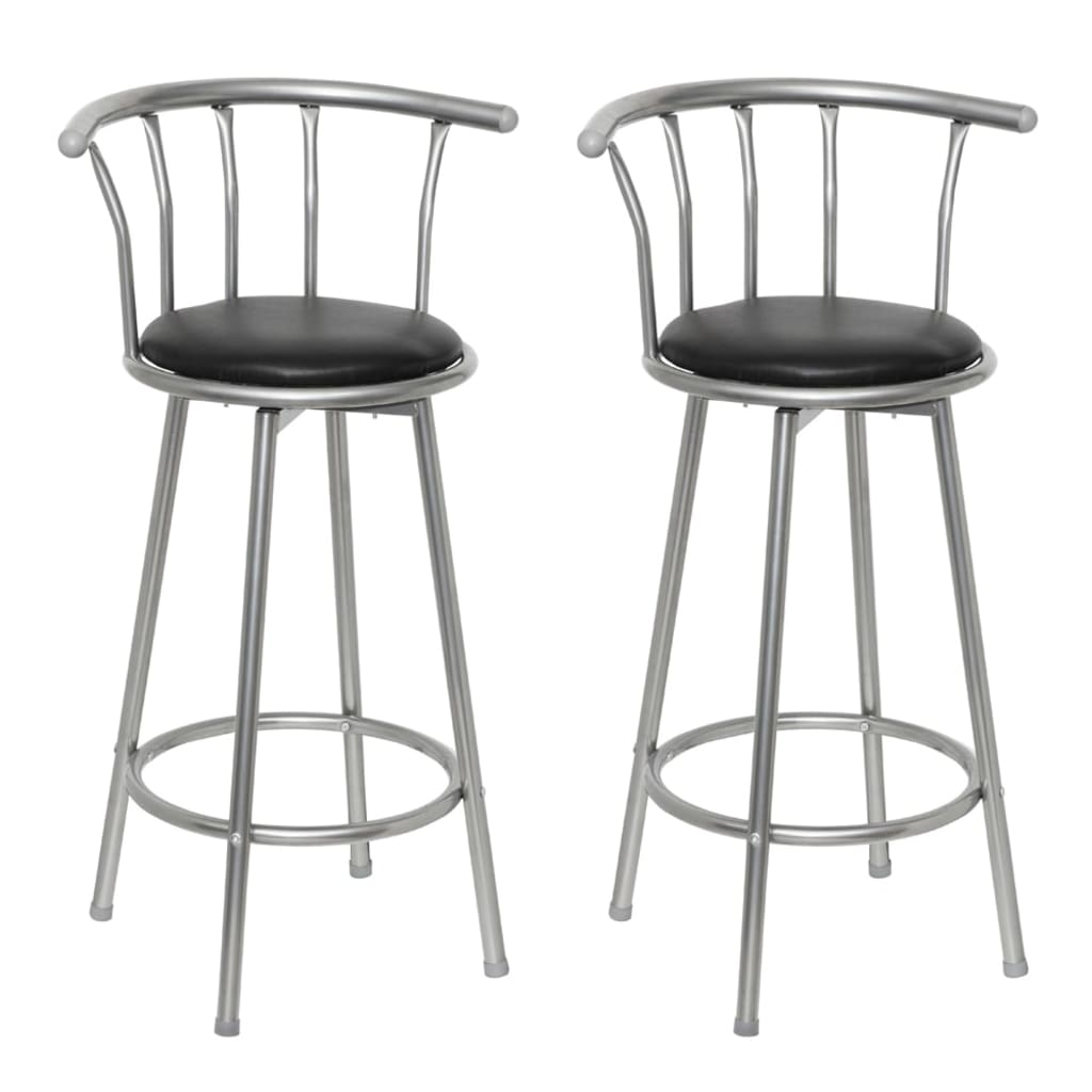 vidaXL Bancos de bar 2 pcs couro artificial preto