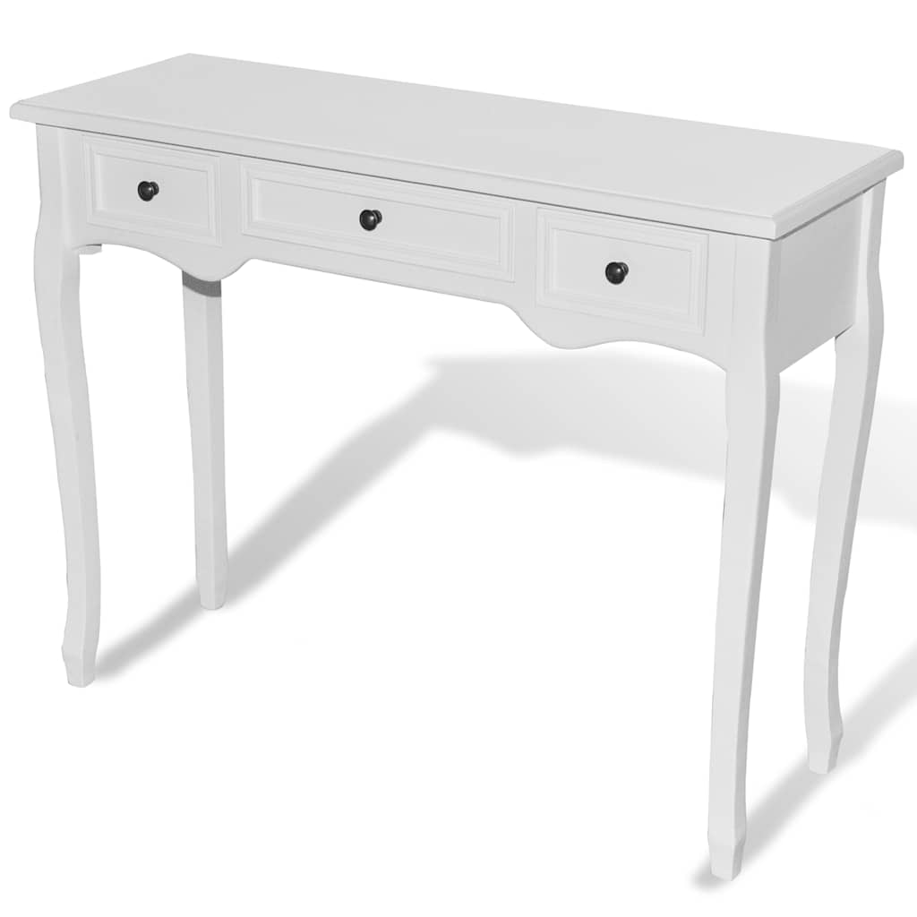 vidaXL Toucador/mesa consola com três gavetas branco