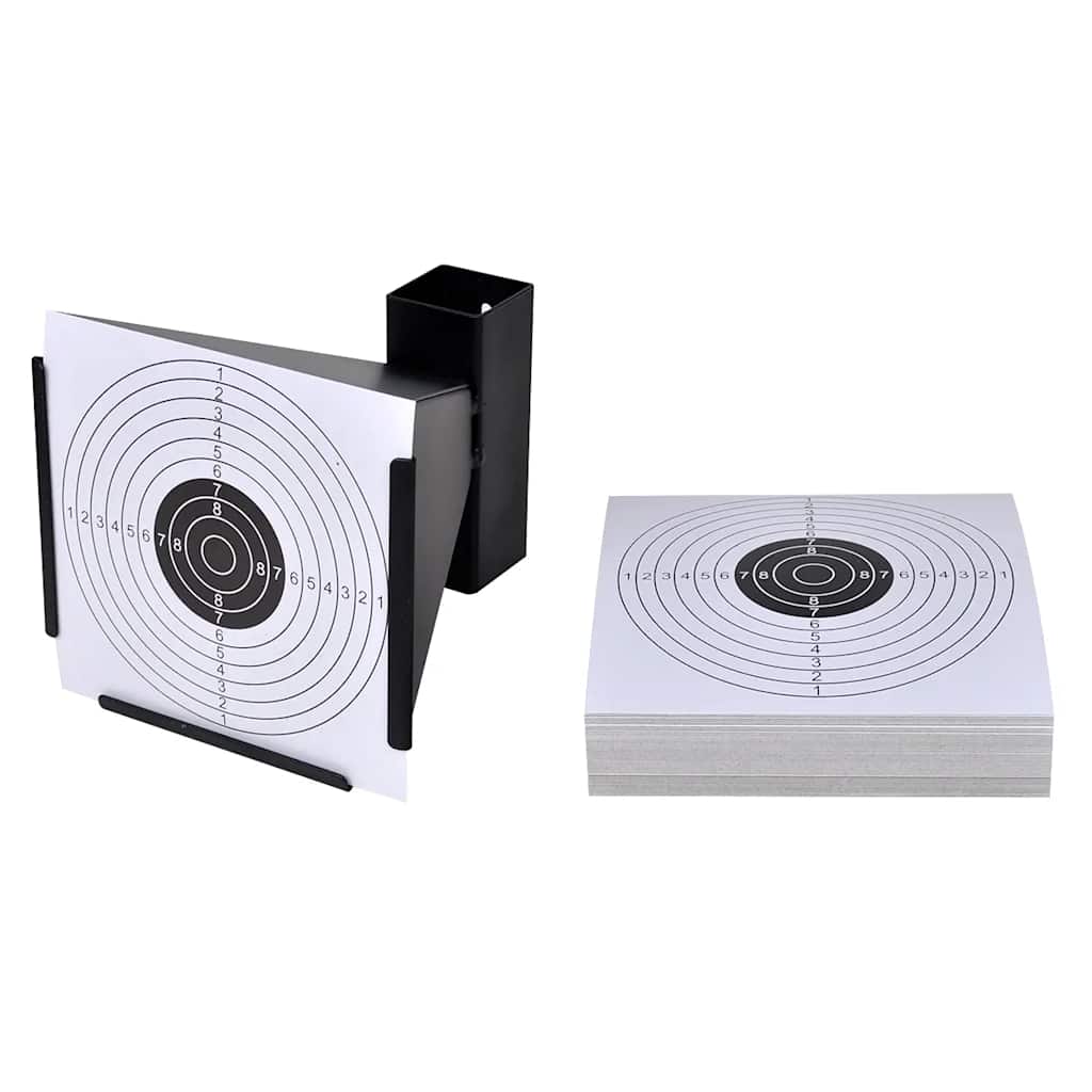 vidaXL Suporte de alvo afunilado 14 cm + 100 alvos de papel
