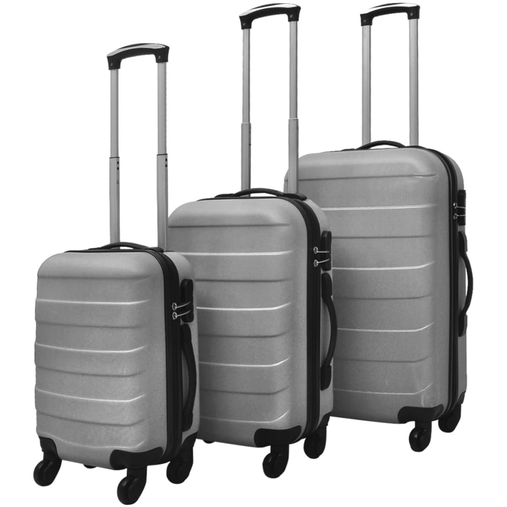 vidaXL Conjunto de três trolleys rígidos, prateado