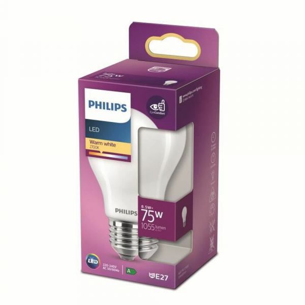 Philips Lâmpada LED Standard e27 8,5w 1.055lm 2700k Luz Quente ø6x10,4cm.