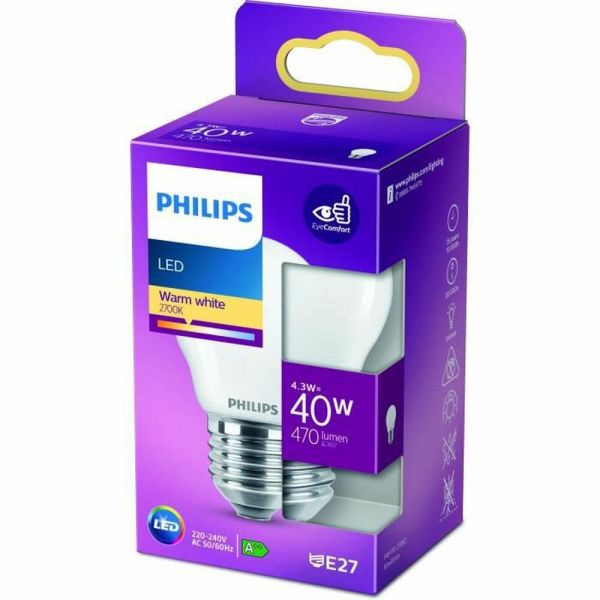 Philips 2x Lâmpada LED 40W B35 E14 Luz Blanca Cálida 2700K