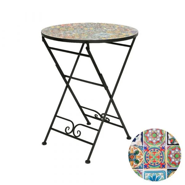 EDM Mesa Mosaico Praga Ø60 cm Preto