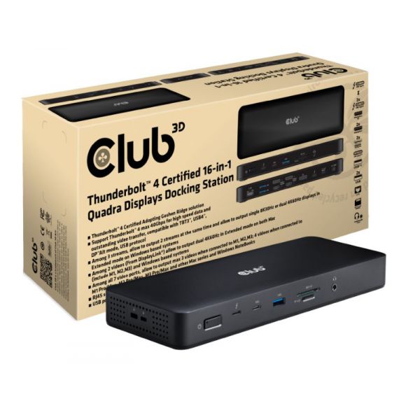 Club 3D Docking Station CSV-1583 Thunderbolt 4 16-em-1 para 4 Ecrãs