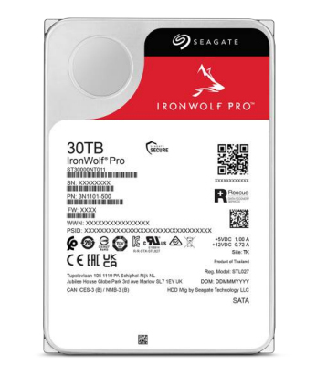 Seagate IronWolf Pro ST30000NT011 unidade de disco rígido 30 TB 7200 RPM 512 MB 3.5" Serial ATA III