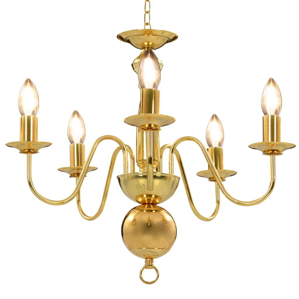 vidaXL Lustre de 5 lâmpadas E14 dourado