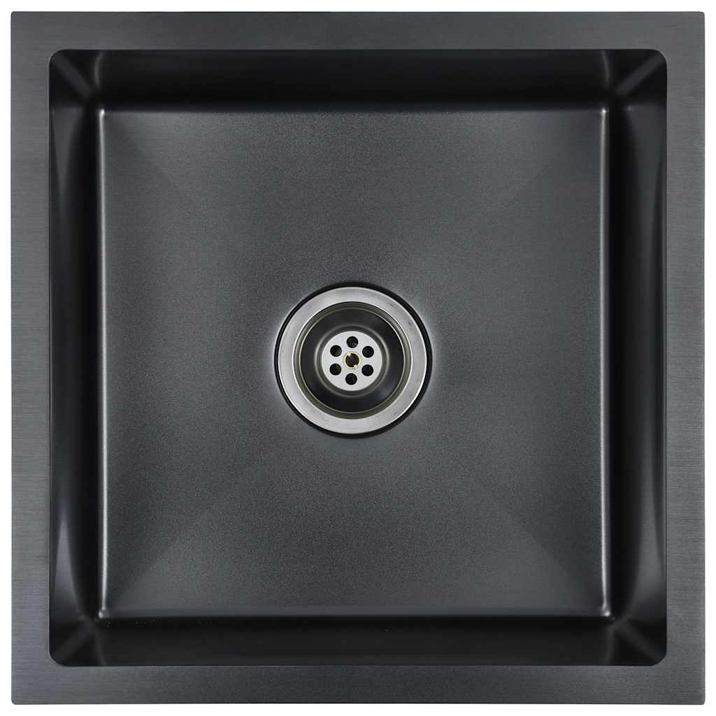 vidaXL Lava-louça de cozinha artesanal aço inoxidável preto