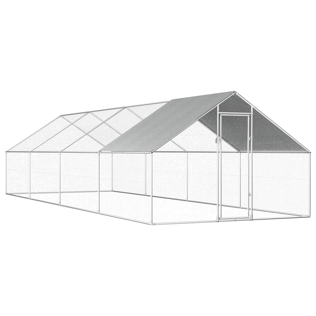 vidaXL Galinheiro exterior em aço galvanizado 2,75x8x1,92 m