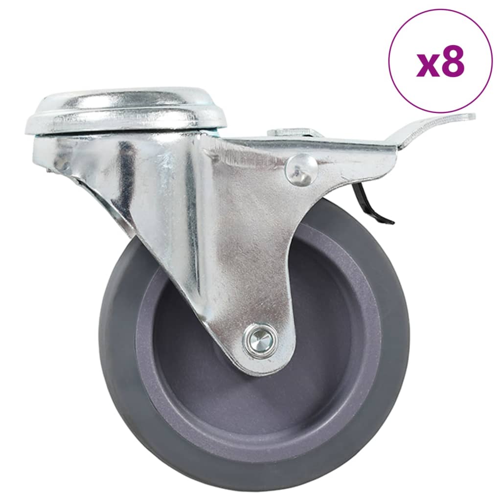 vidaXL 8 pcs rodas giratórias com orifício para parafuso 75 mm
