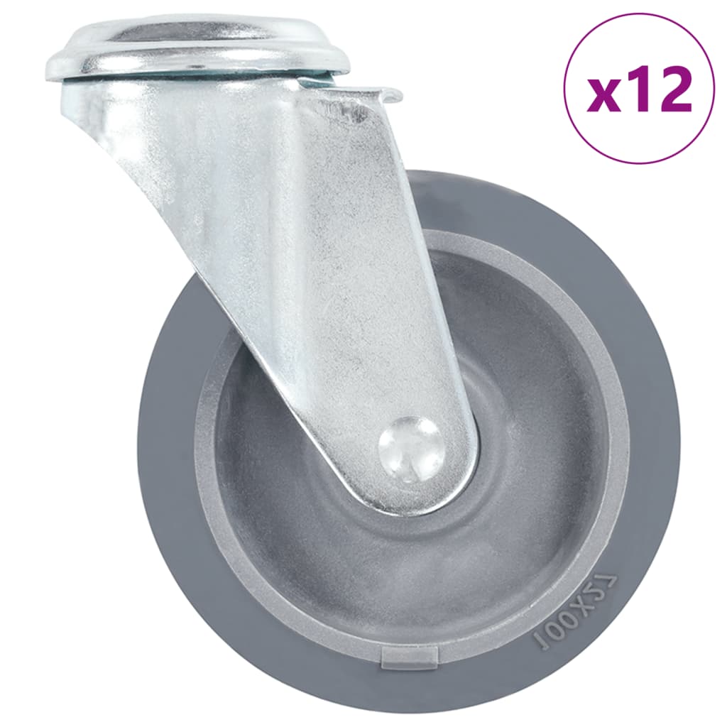 vidaXL 12 pcs rodas giratórias com orifício para parafuso 100 mm