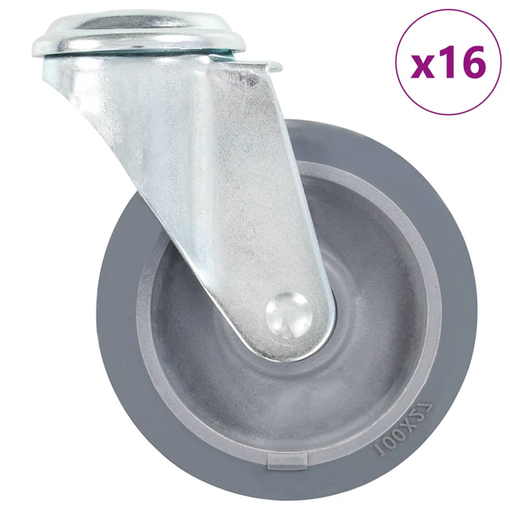 vidaXL 16 pcs rodas giratórias com orifício para parafuso 100 mm