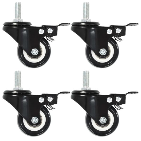 16 Pcs Rodas Giratórias com Travões 50 mm