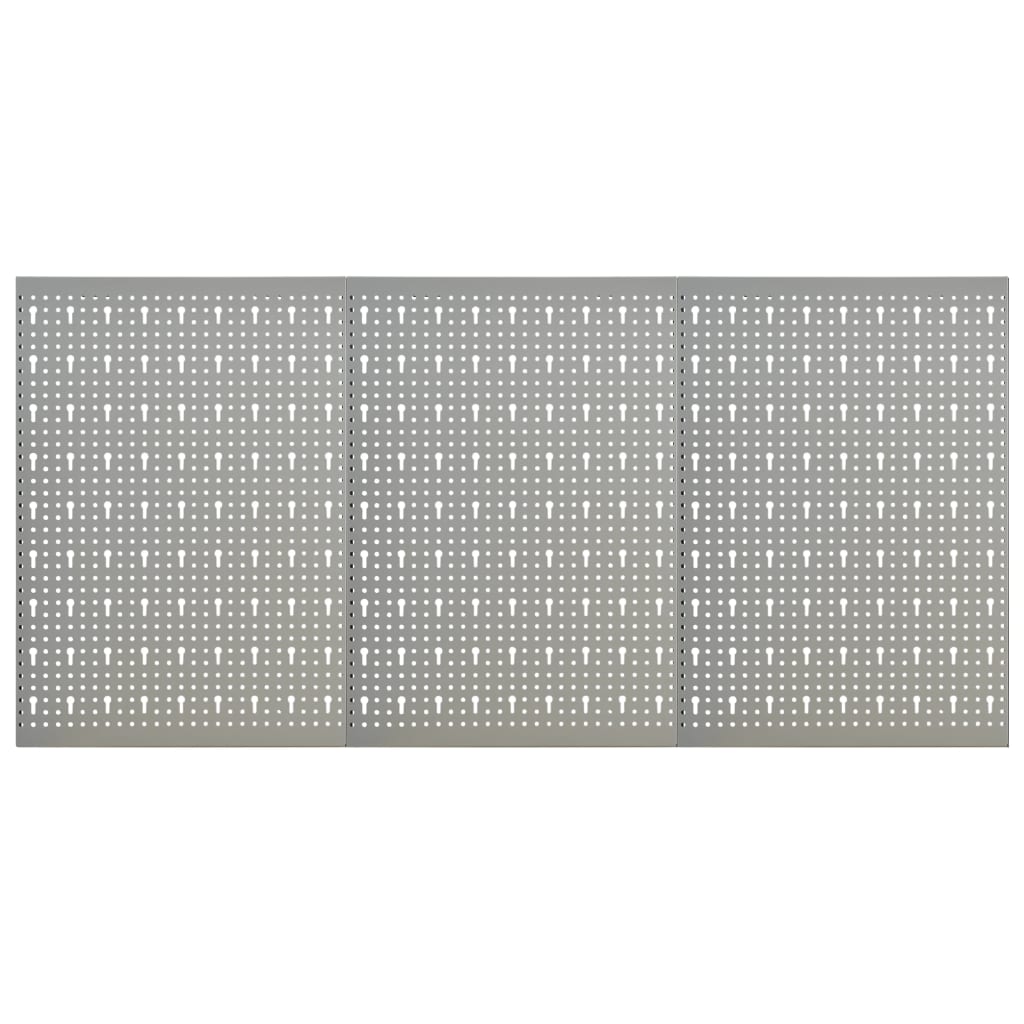 vidaXL Placas perfuradas de parede 3 pcs 40x58 cm aço