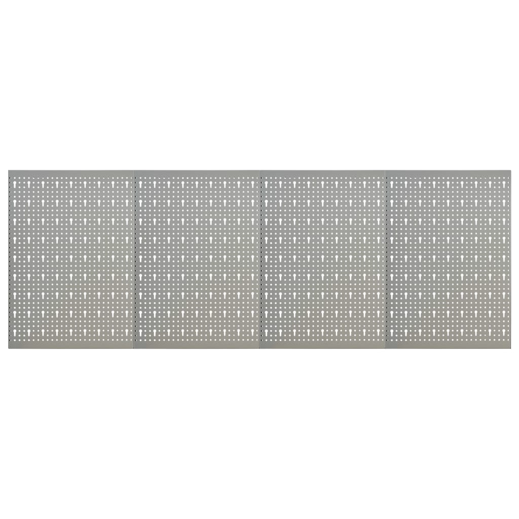 vidaXL Placas perfuradas de parede 4 pcs 40x58 cm aço