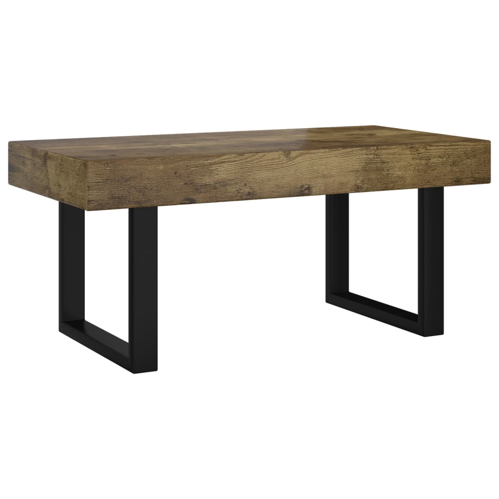 vidaXL Mesa de centro 90x45x40 cm MDF e ferro castanho-escuro e preto