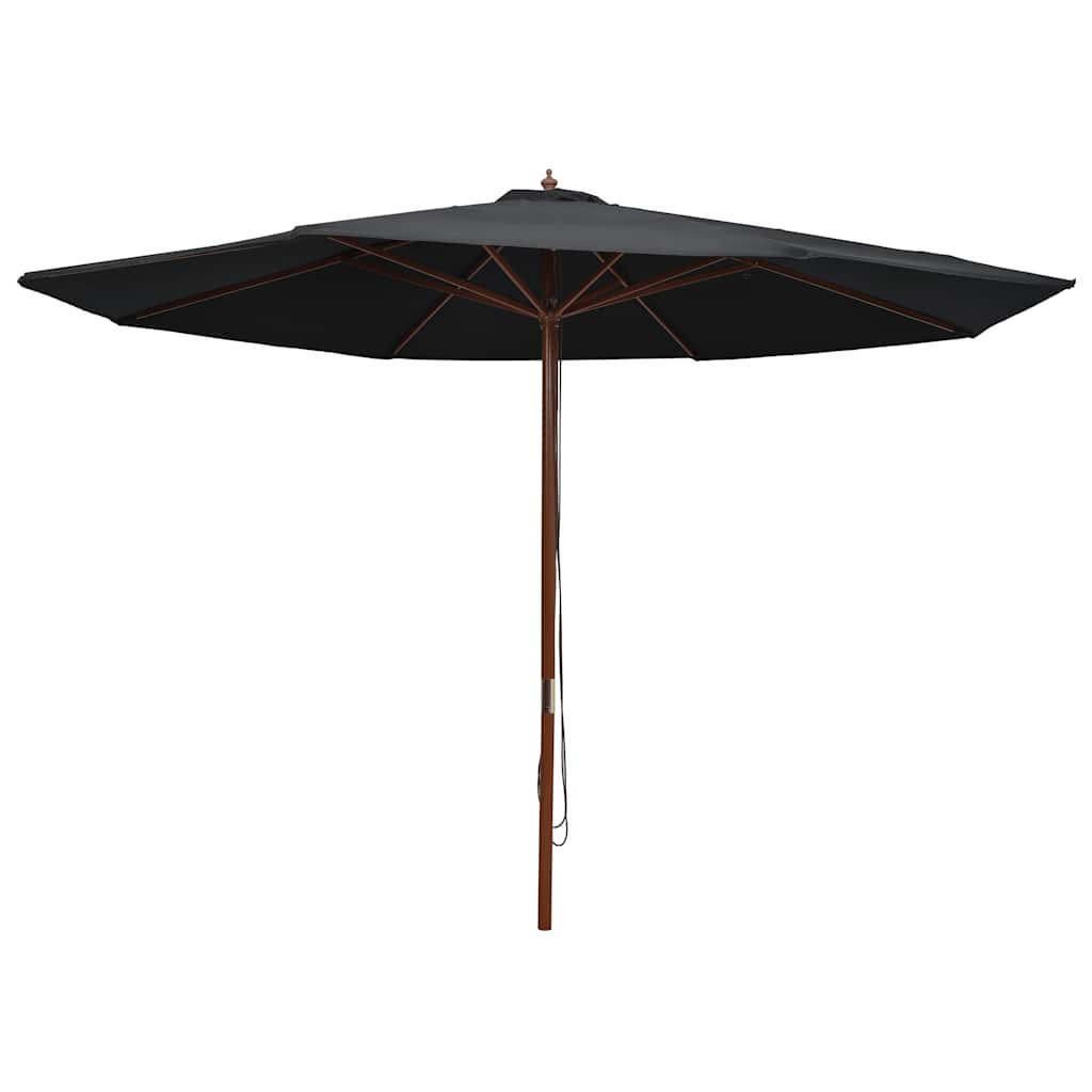vidaXL Guarda-sol de exterior c/ poste de madeira 350 cm preto