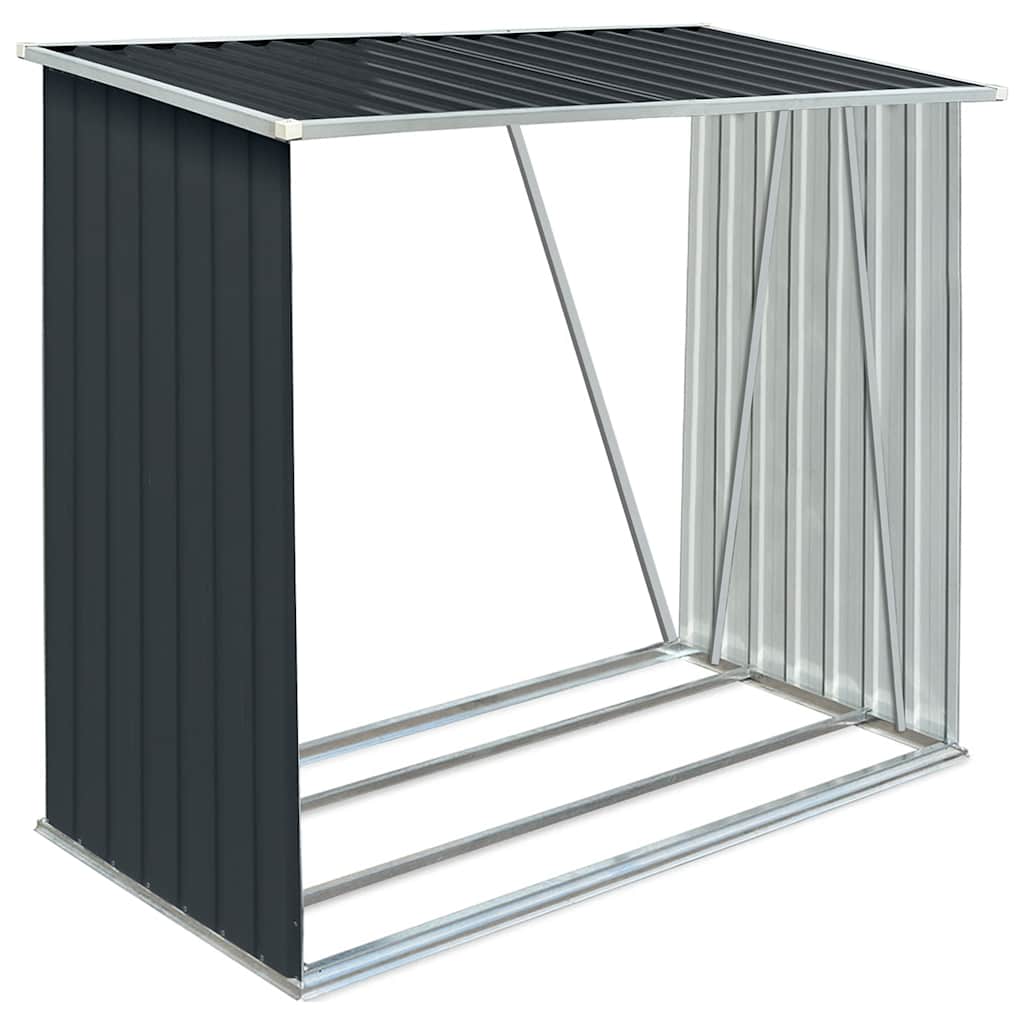 vidaXL Abrigo arrumação de troncos jardim aço 163x83x154cm antracite