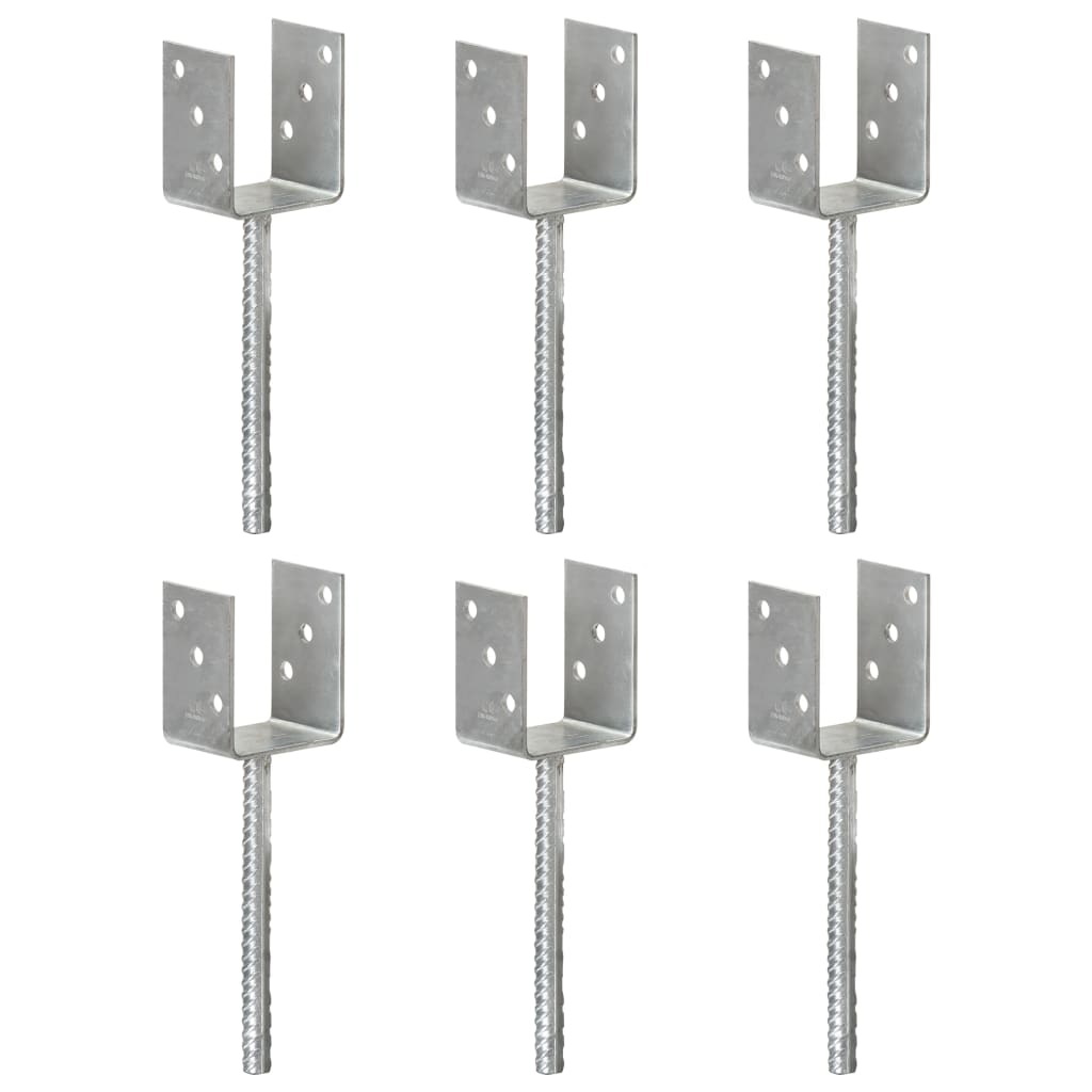 vidaXL Âncoras de vedação 6 pcs 8x6x30 cm aço galvanizado prateado
