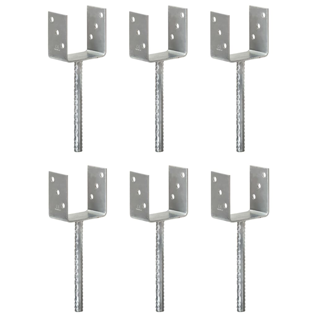 vidaXL Âncoras de vedação 6 pcs 10x6x30 cm aço galvanizado prateado