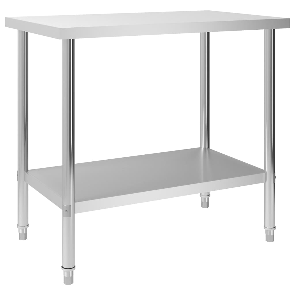 vidaXL Mesa de trabalho de cozinha 100x60x85 cm aço inoxidável