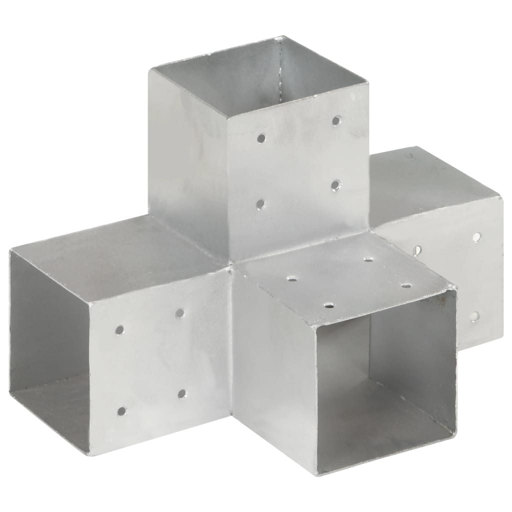 vidaXL Base para poste em forma de X 101x101 mm metal galvanizado