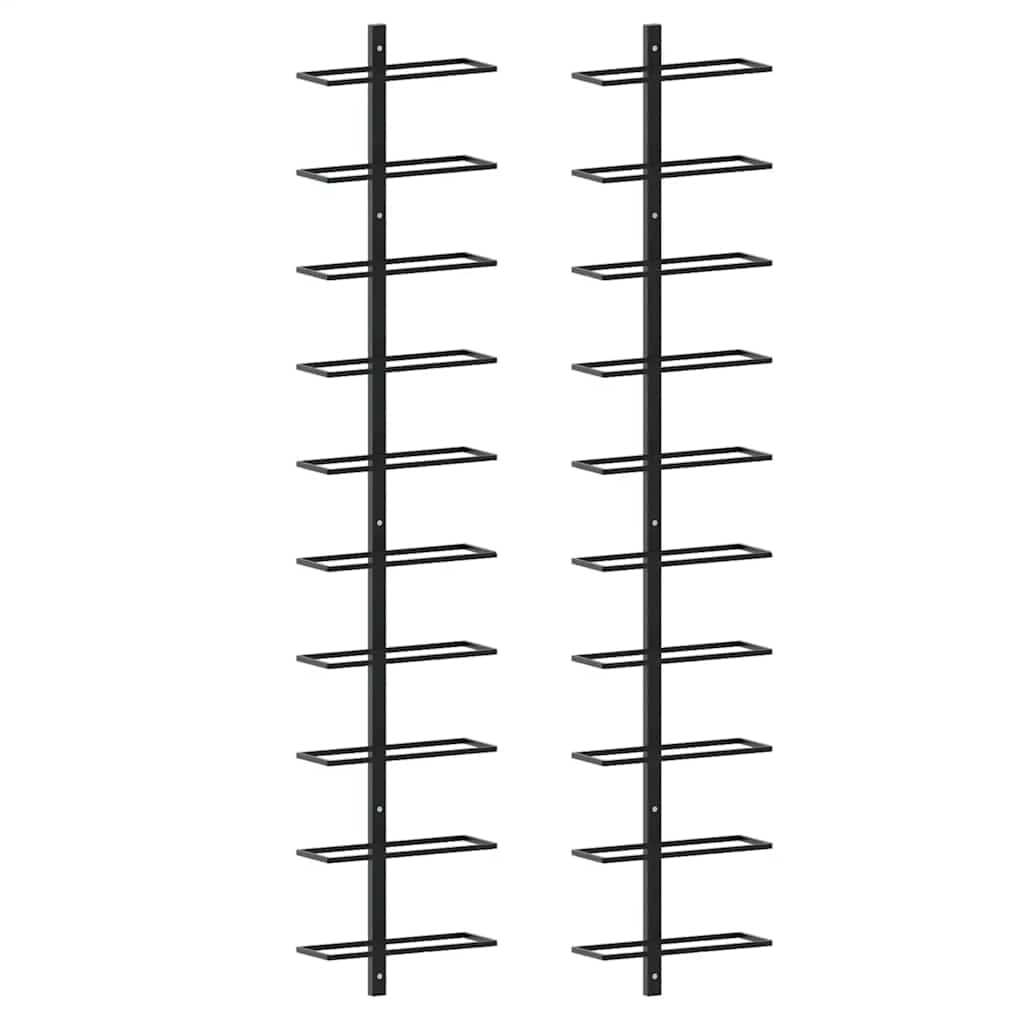 vidaXL Garrafeiras de parede para 20 garrafas 2 pcs metal preto