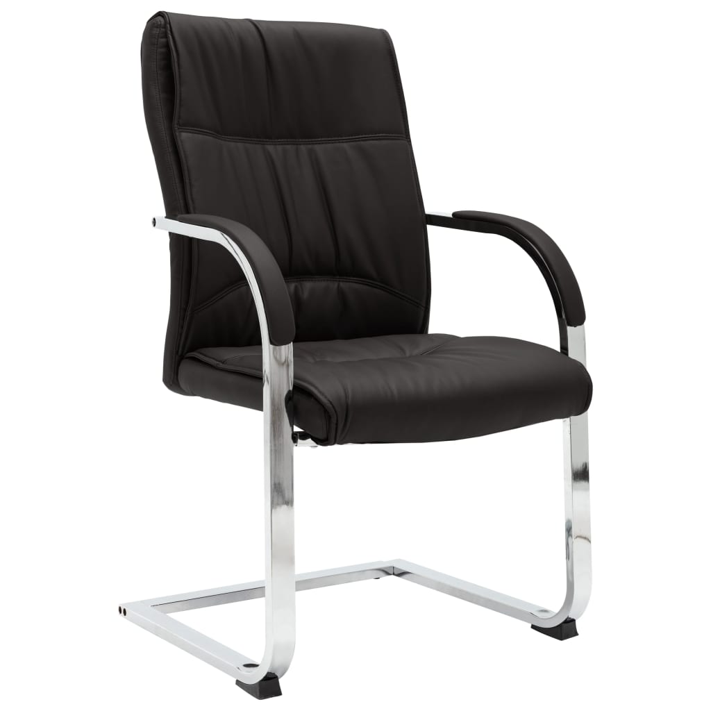 vidaXL Cadeira de escritório cantilever em couro artificial preto