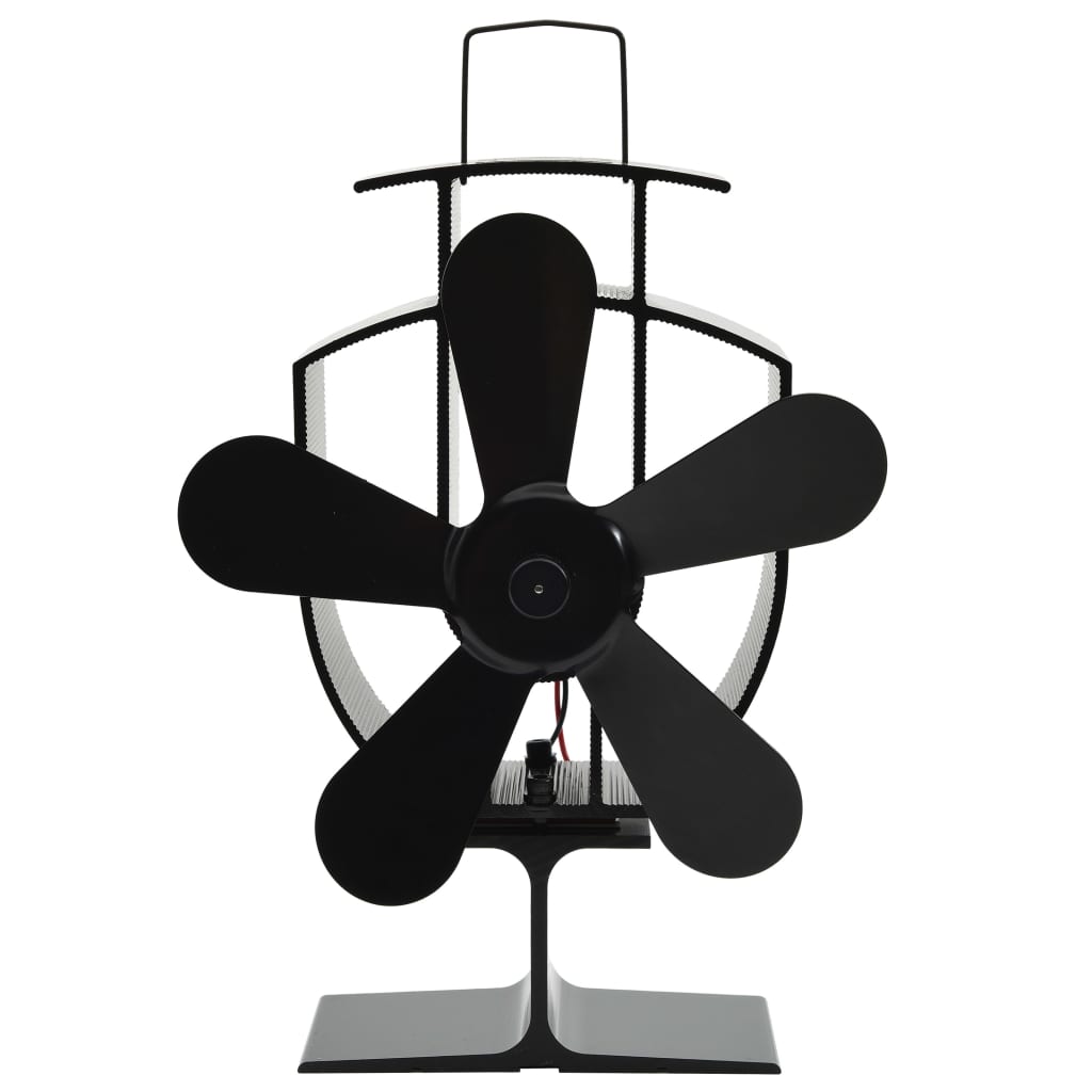 vidaXL Ventilador de fogão alimentado a calor 5 lâminas preto
