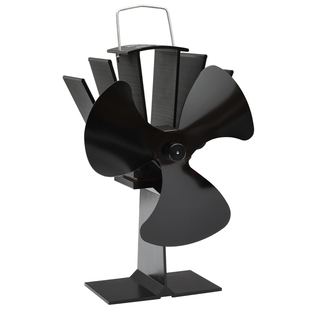 vidaXL Ventilador de fogão alimentado a calor 3 lâminas preto