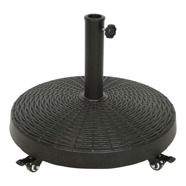 BigBuy Base para Guarda-sol com Rodas 52cm Preta