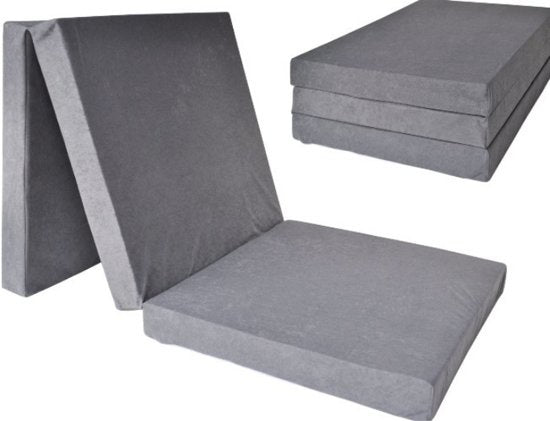 Colchão dobrável 195x60x10 cm cinzento