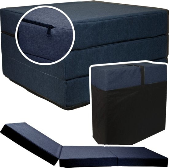 Colchão dobrável 195x65x10 cm azul marinho