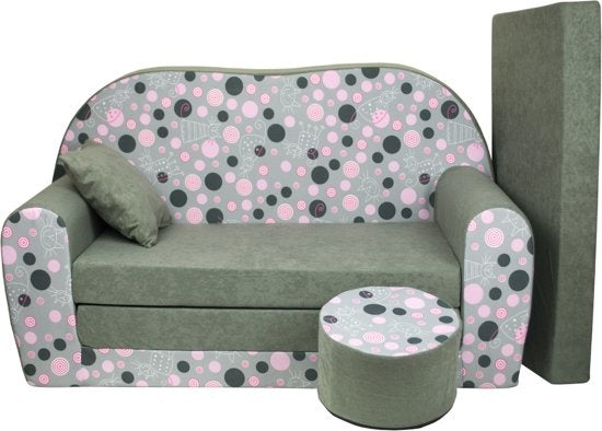 Sofá-cama infantil 170x100x8 cm verde gatos