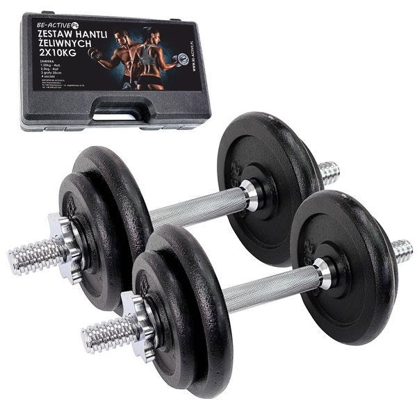 Conjunto de halteres 20 kg ferro fundido com mala