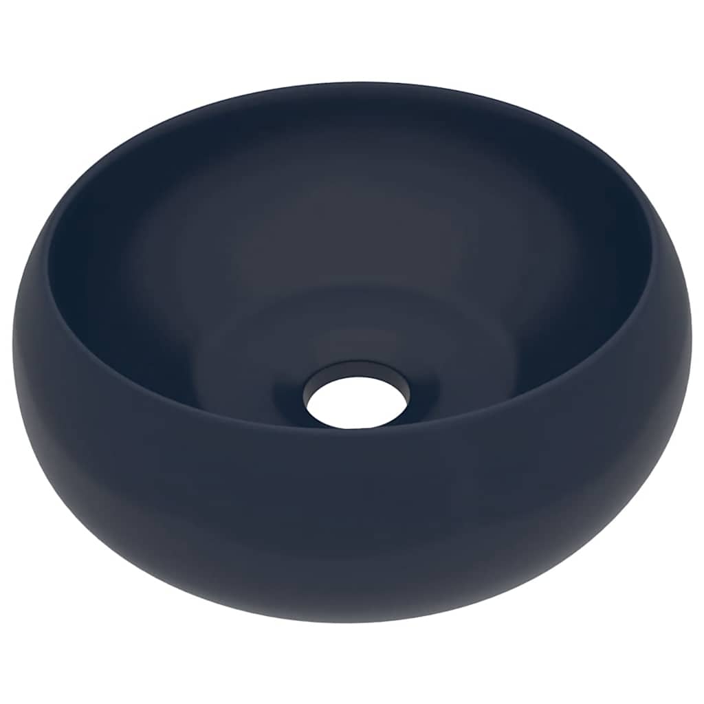 vidaXL Lavatório luxuoso redondo 40x15cm cerâmica azul-escuro mate