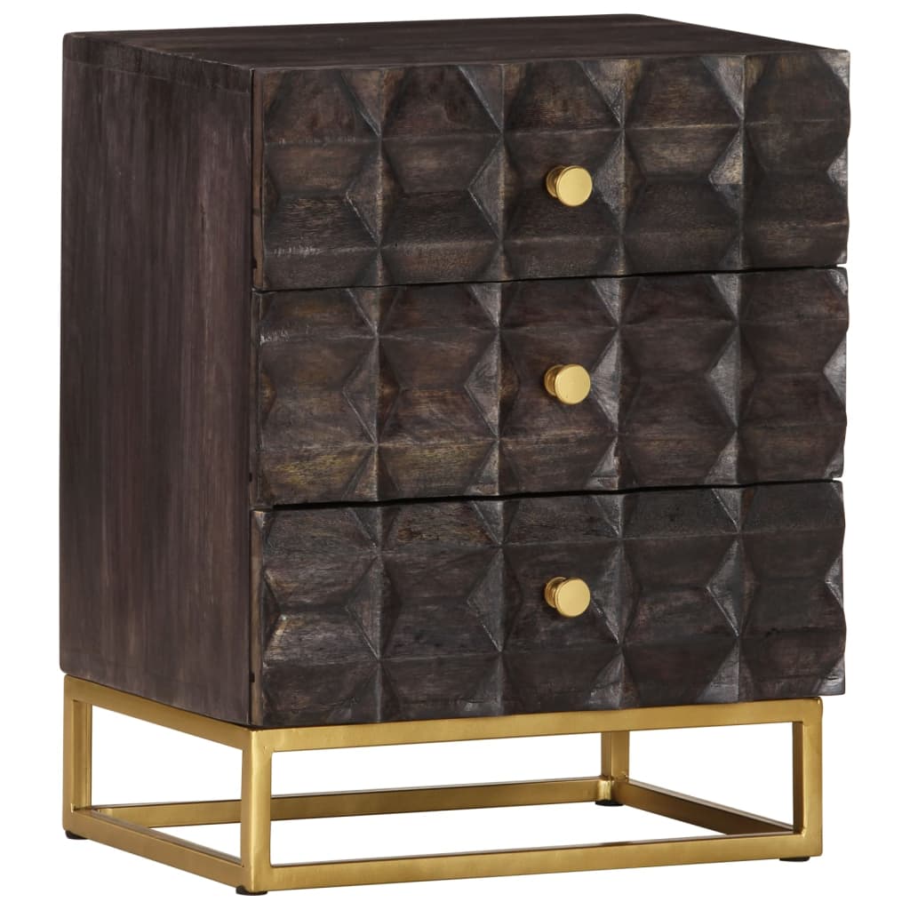 vidaXL Mesa de cabeceira 40x30x50 cm madeira de mangueira maciça preto