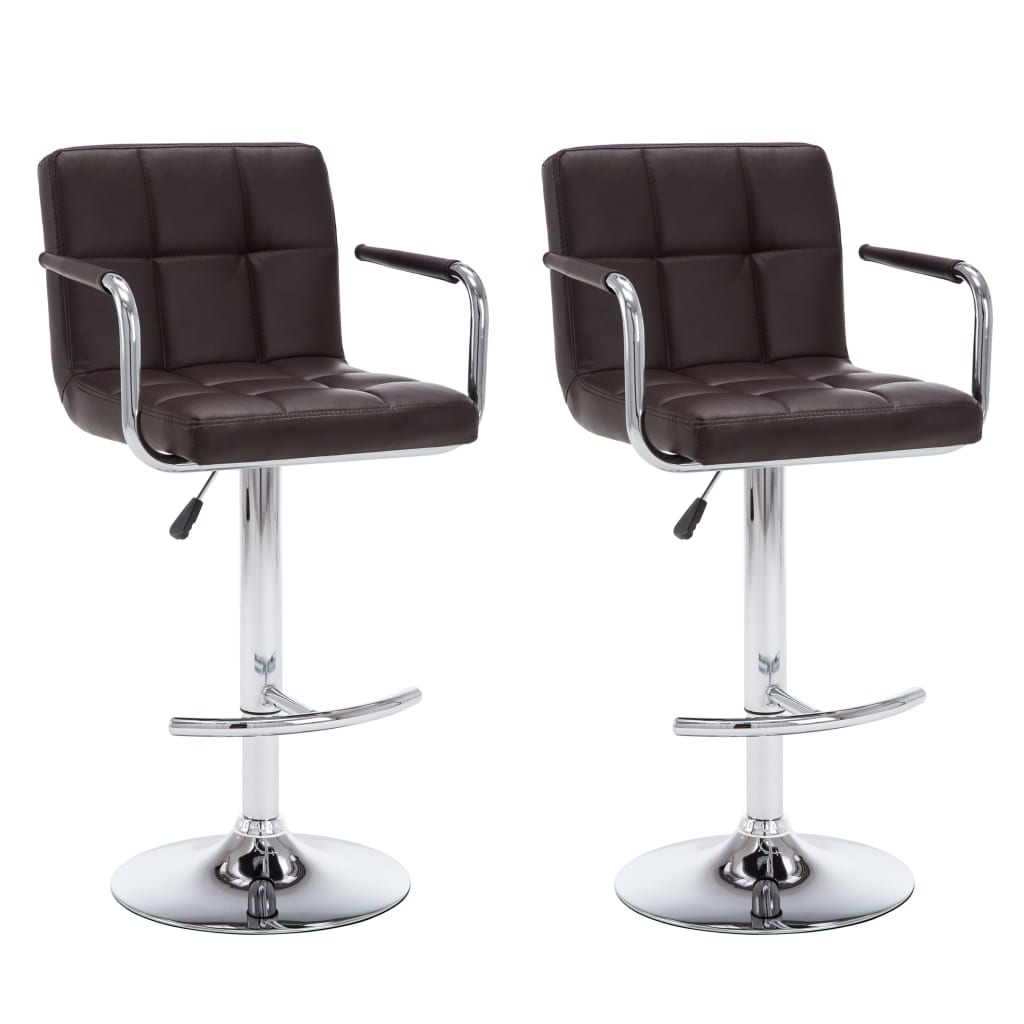 vidaXL Bancos de bar 2 pcs couro artificial castanho