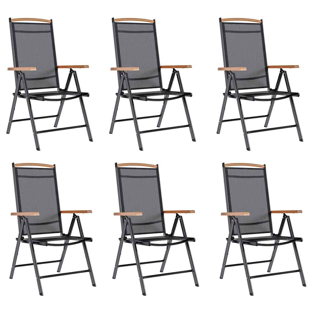 vidaXL Cadeiras de jardim dobráveis 6 pcs textilene preto
