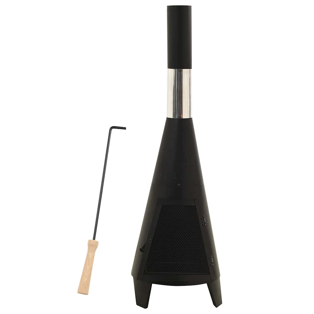 vidaXL Fogão de jardim com atiçador 38x38x122 cm aço