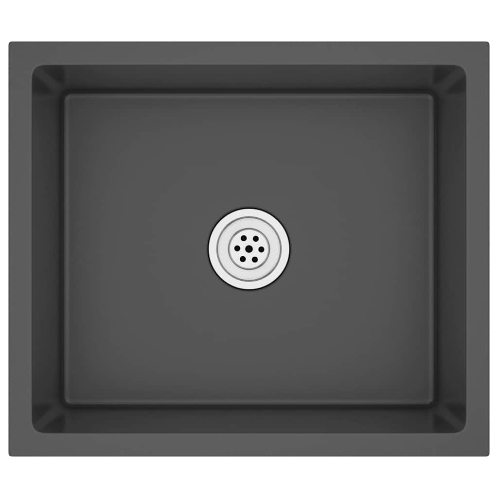 vidaXL Lava-louça de cozinha artesanal aço inoxidável preto