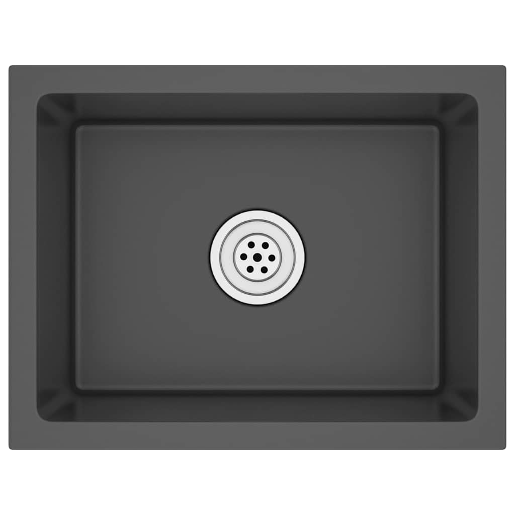vidaXL Lava-louça de cozinha artesanal aço inoxidável preto