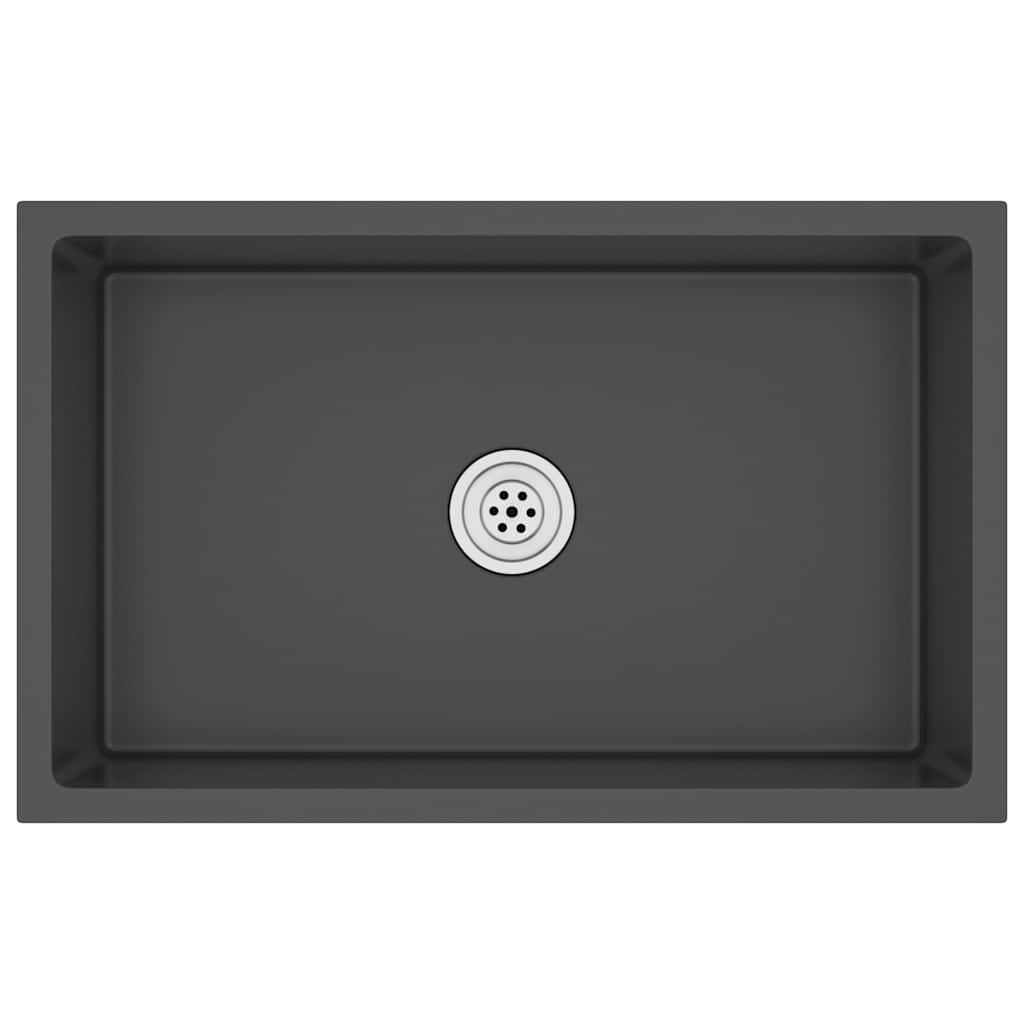 vidaXL Lava-louça de cozinha artesanal aço inoxidável preto