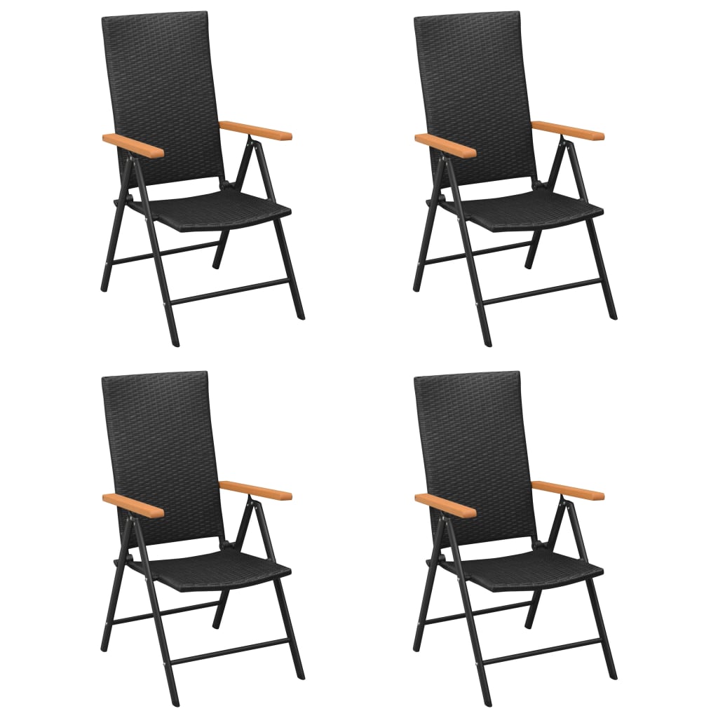 vidaXL Cadeiras de jardim 4 pcs vime PE preto