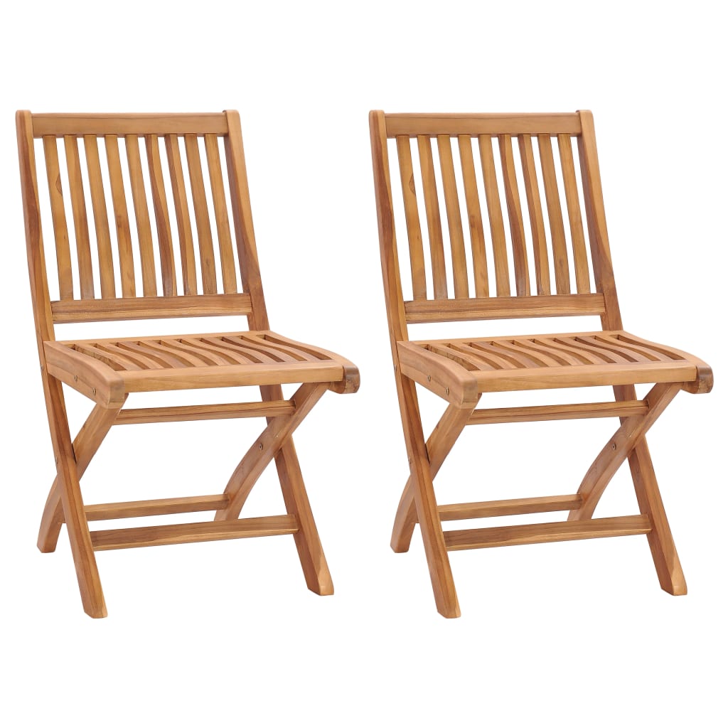 vidaXL Cadeiras de jardim dobráveis 2 pcs madeira de teca maciça