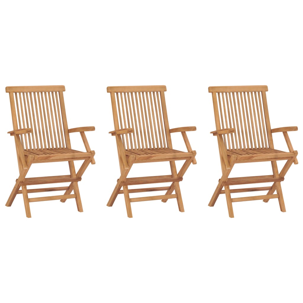 vidaXL Cadeiras de jardim dobráveis 3 pcs madeira de teca maciça