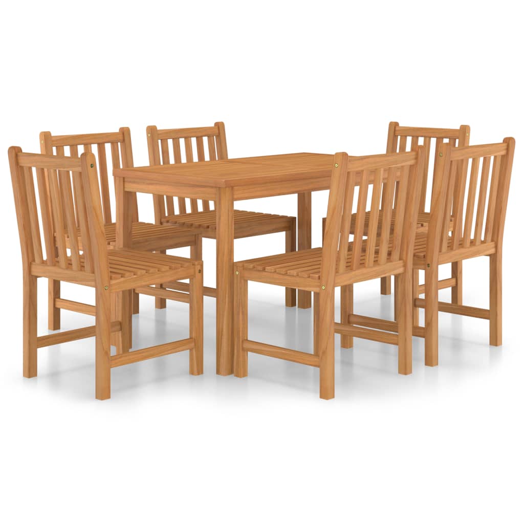 vidaXL Conjunto de jantar de jardim de 7 peças 120x70 cm madeira de teca maciça